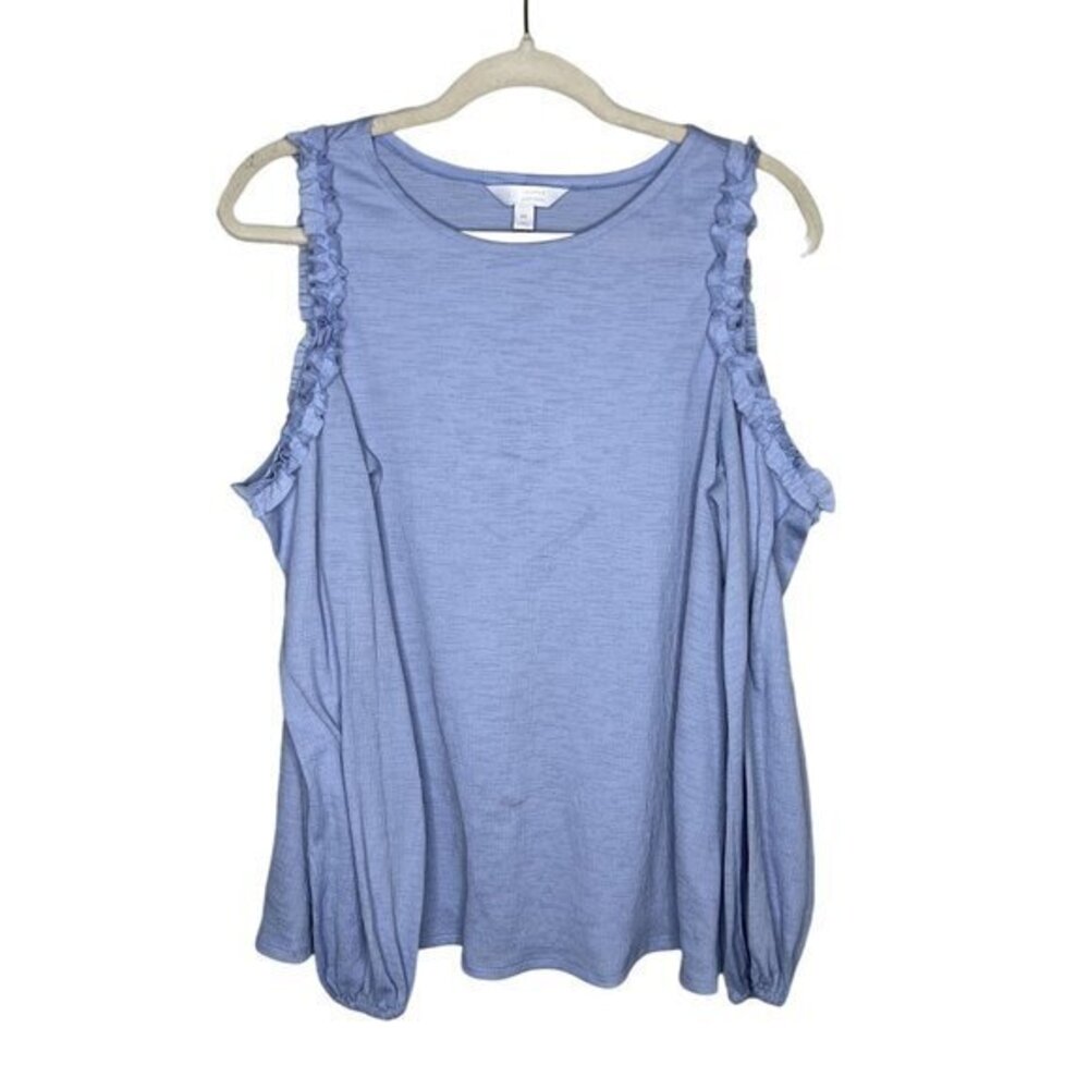 Lauren Conrad Women's Cold Shoulder Top With Ruffle Trim - Size M‎
